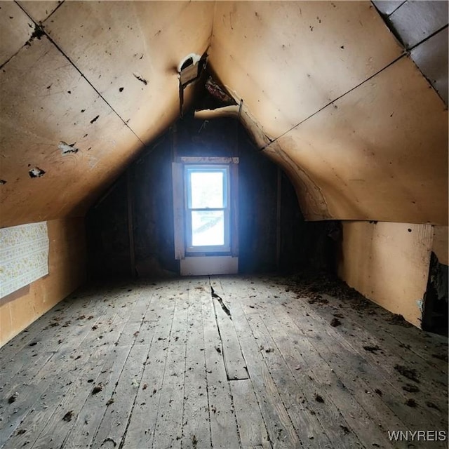 view of unfinished attic