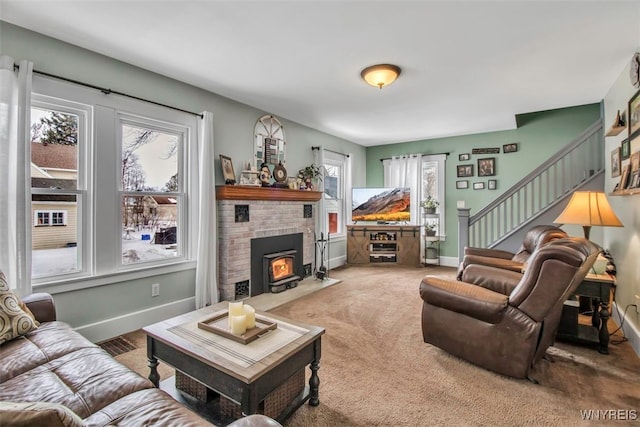 living room featuring carpet