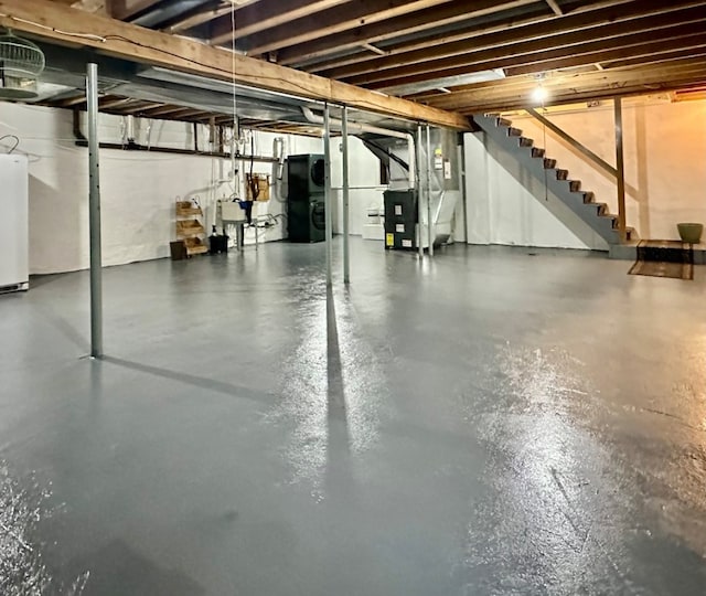 basement with heating unit