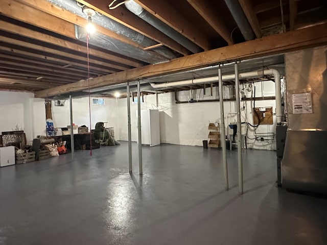 basement with heating unit