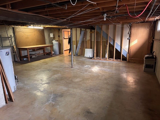 basement with gas water heater