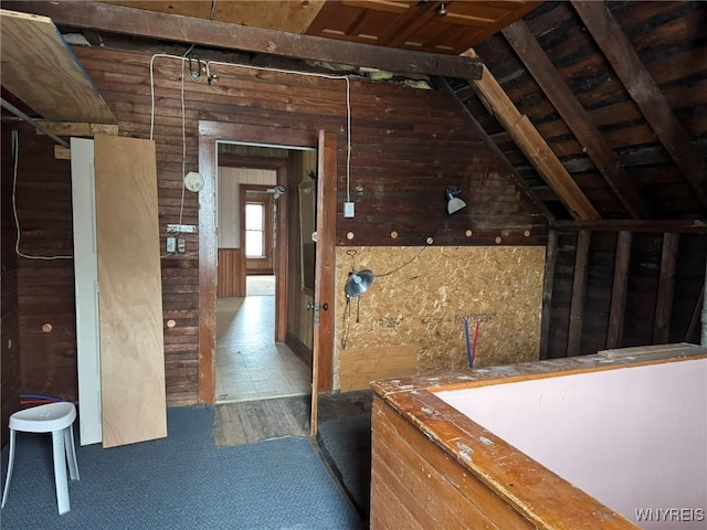 view of unfinished attic