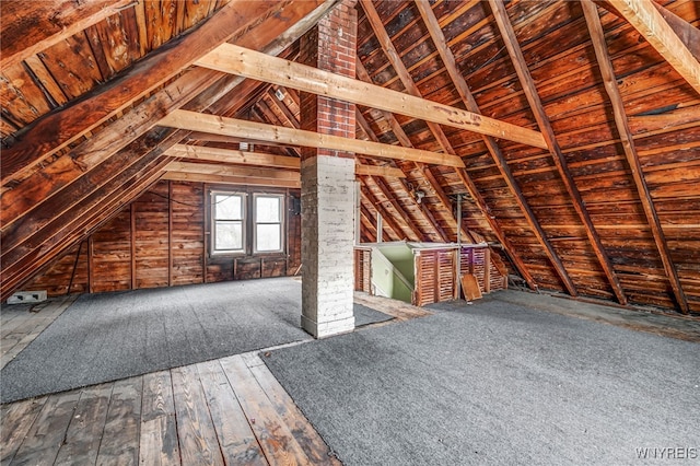 view of unfinished attic