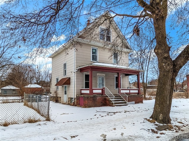 view of front property with covered porch