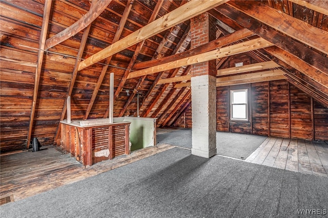 view of unfinished attic