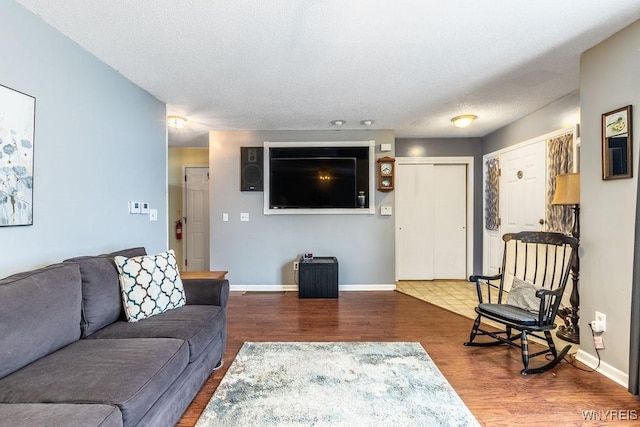 living room with hardwood / wood-style floors