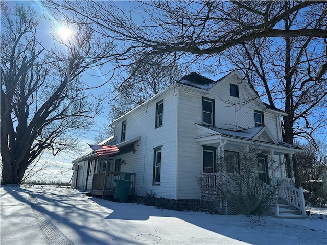 view of snow covered exterior