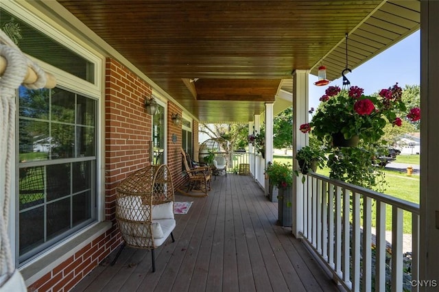 deck featuring a porch