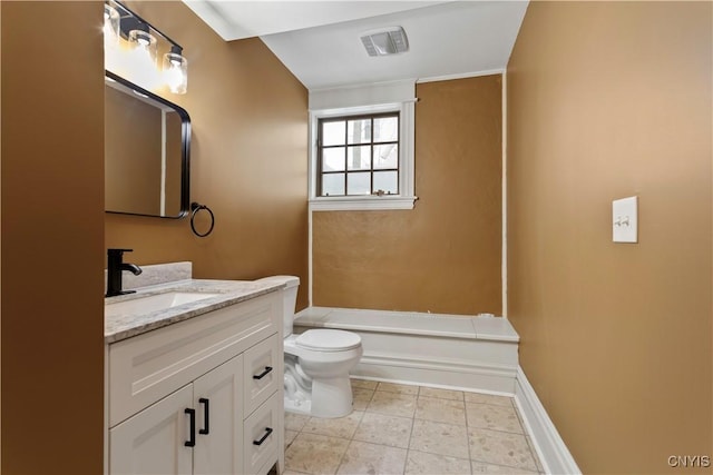 1208 James St, Syracuse, NY 13203 - bathroom featuring vanity, tile patterned floors, and toilet