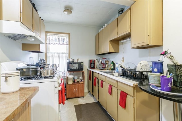 kitchen featuring white gas stove