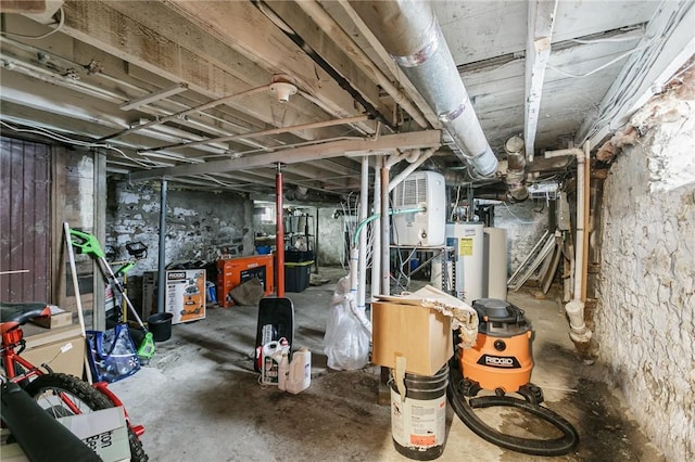 basement with water heater