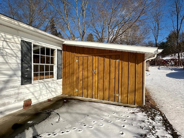 view of snow covered structure