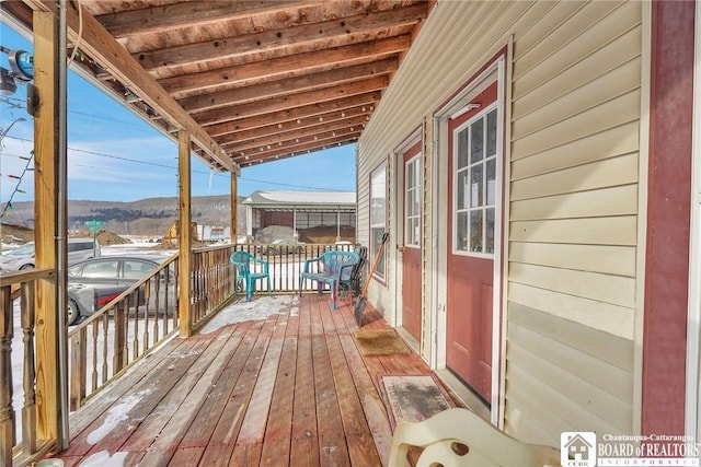 deck featuring a mountain view