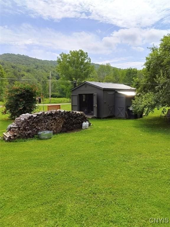 view of yard with an outdoor structure