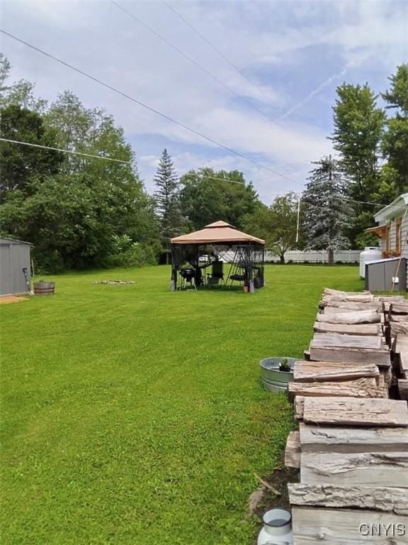 view of yard with a gazebo