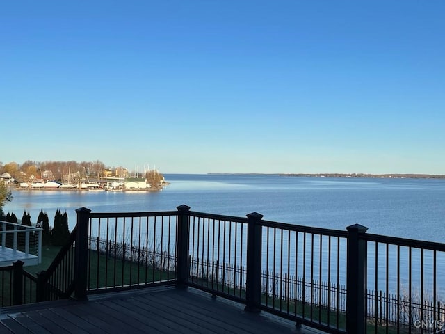 deck with a water view