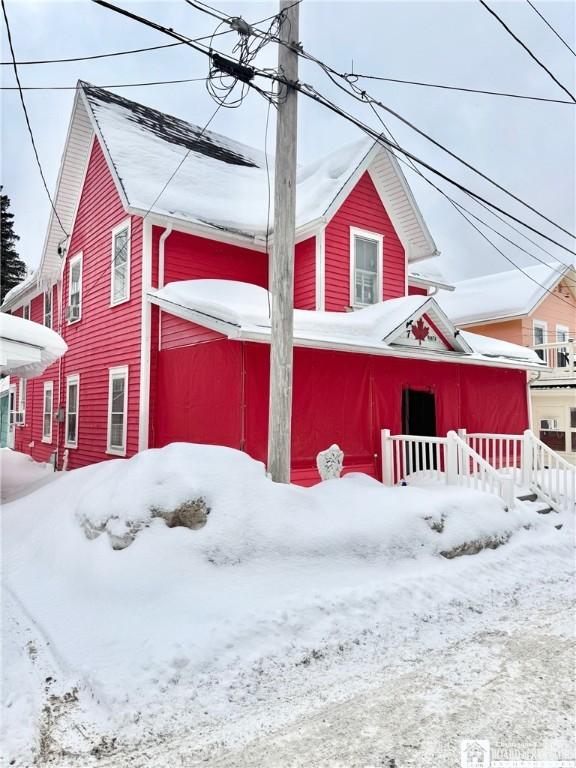 view of snow covered exterior