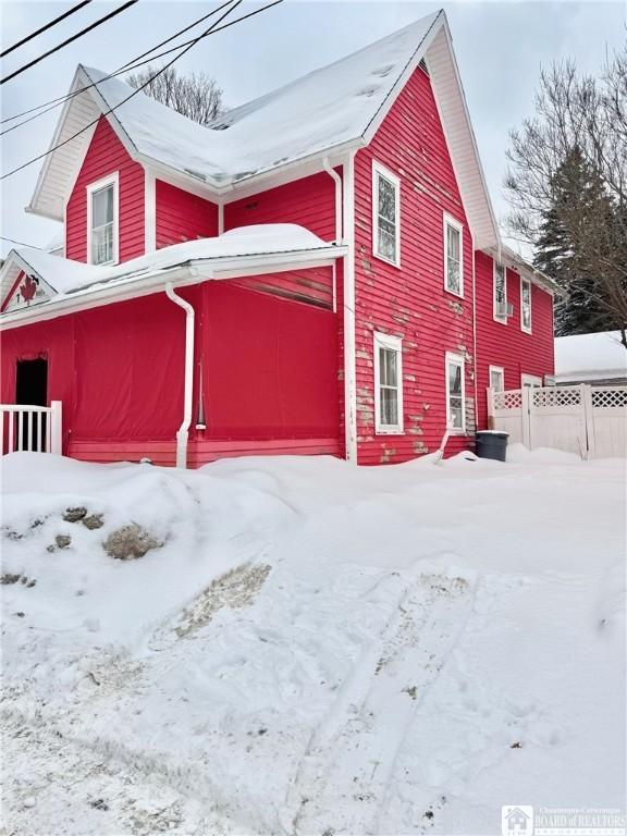 view of snow covered exterior