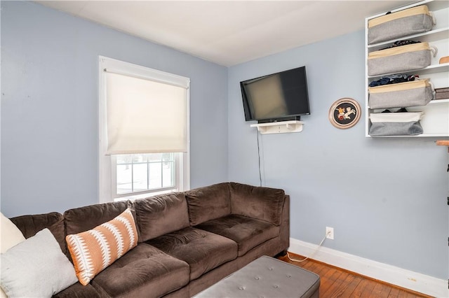 living room with hardwood / wood-style floors