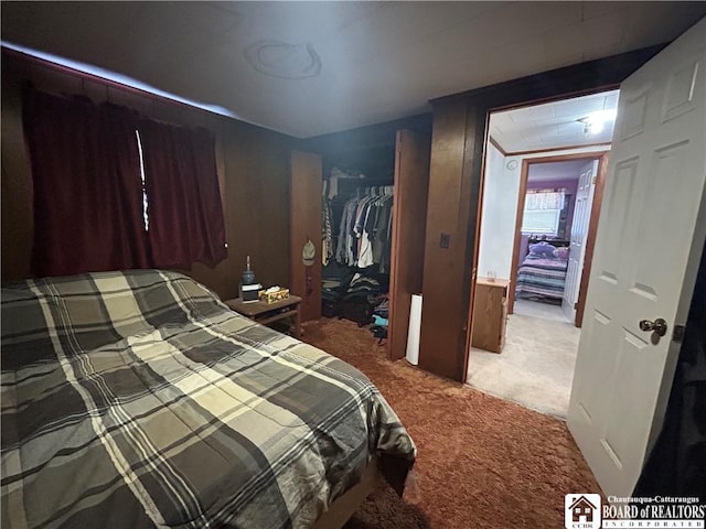 carpeted bedroom featuring a closet