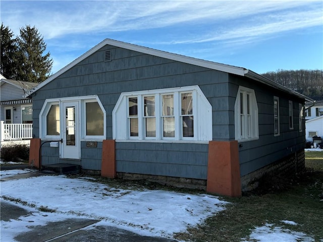 view of snow covered exterior