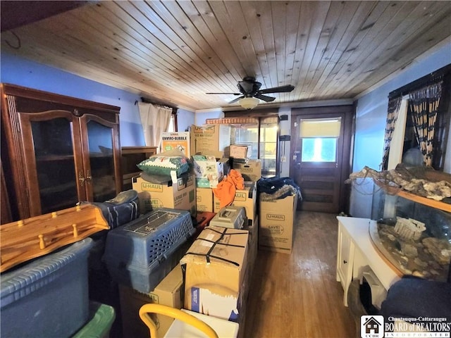 storage room featuring ceiling fan