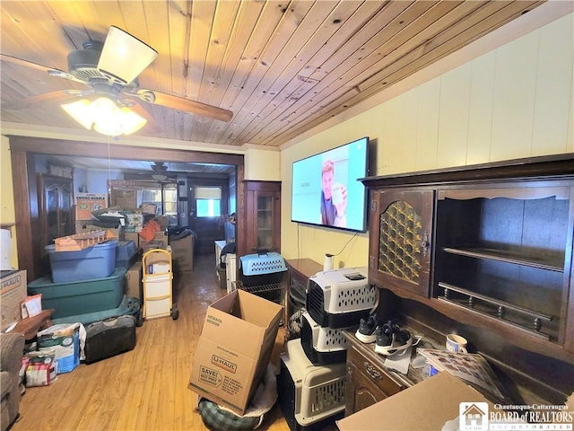 interior space featuring ceiling fan