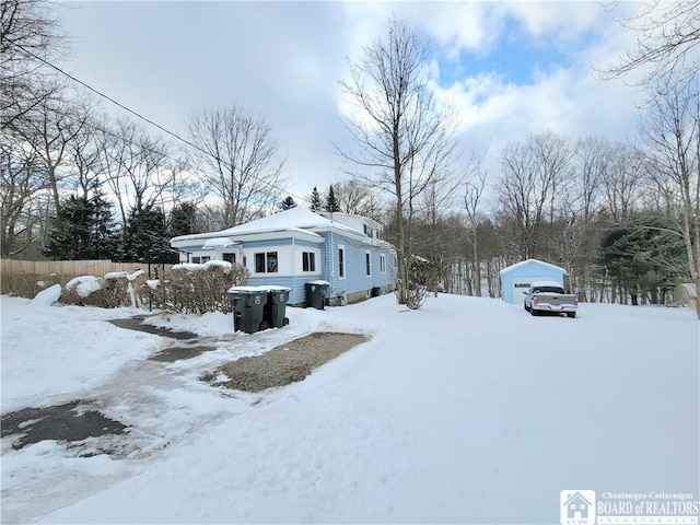 view of snowy exterior