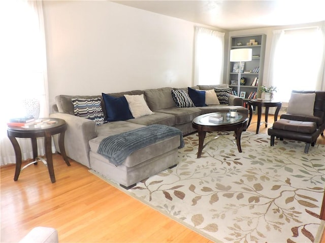 living room with hardwood / wood-style floors