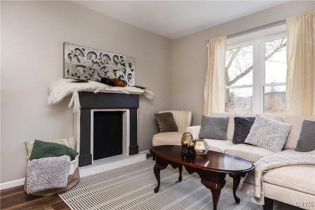 living room with hardwood / wood-style flooring