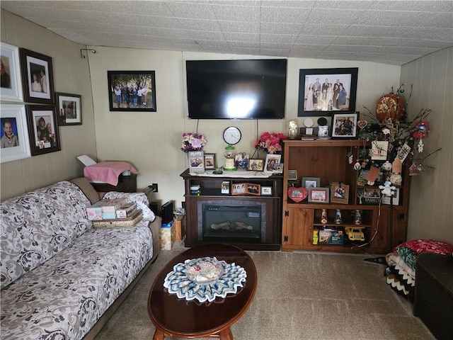 living room with carpet flooring