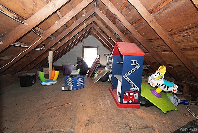 view of unfinished attic