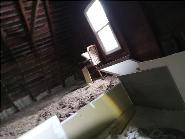 view of unfinished attic