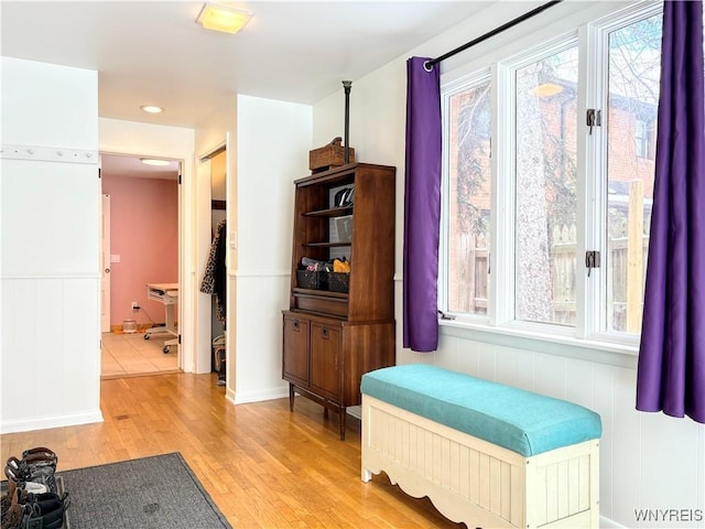 sitting room featuring light wood-type flooring