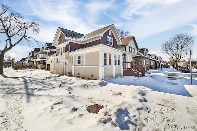 view of snow covered exterior