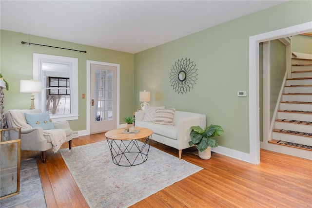 living area featuring hardwood / wood-style floors