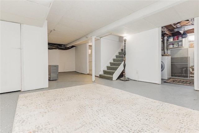 basement featuring washer / dryer