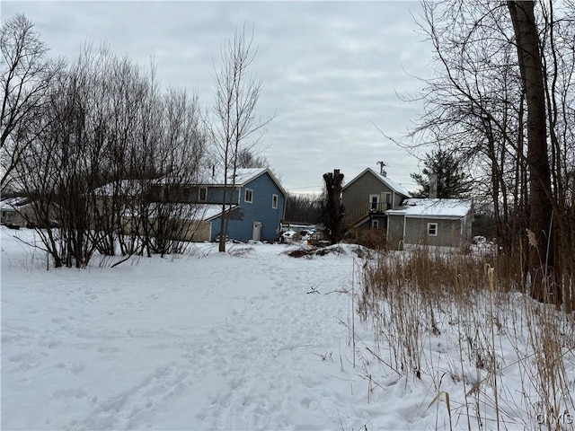 view of yard covered in snow