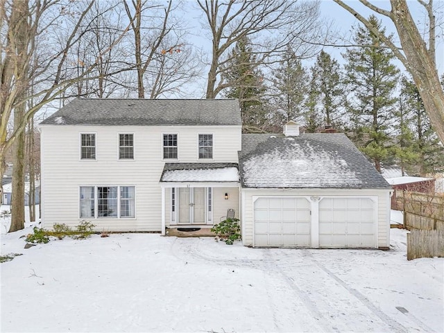 view of front property with a garage