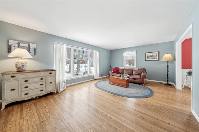 living room featuring light wood-type flooring