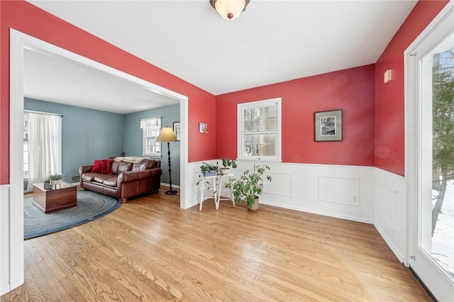 living area featuring light hardwood / wood-style floors