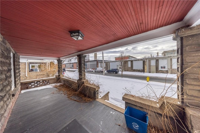 view of snow covered patio