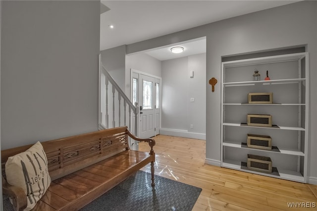 living room with hardwood / wood-style flooring