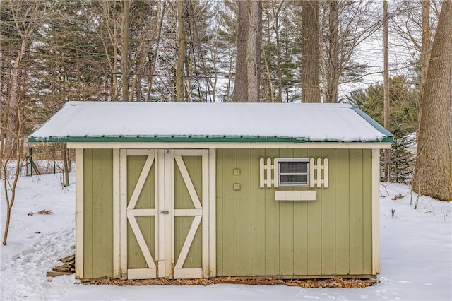 view of snow covered structure