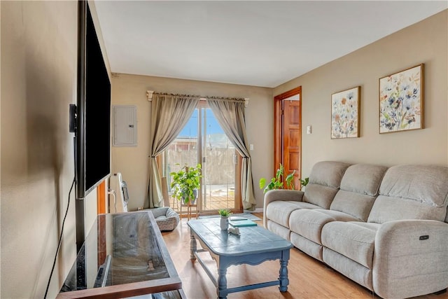 living room with hardwood / wood-style floors