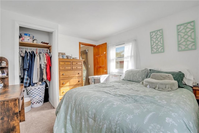 carpeted bedroom featuring a closet