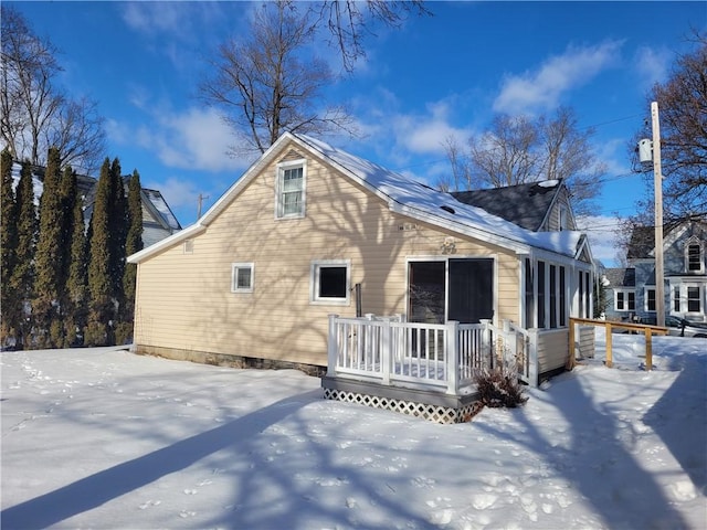 view of snow covered property