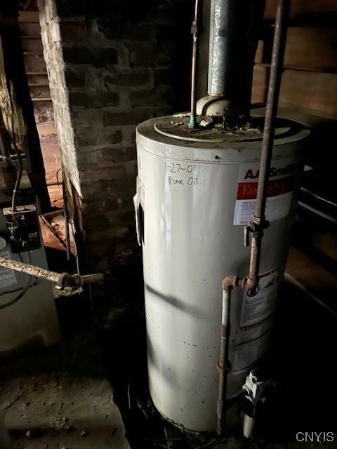 utility room with water heater