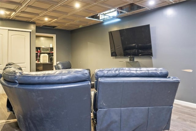 cinema room featuring wood-type flooring