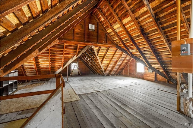 view of unfinished attic